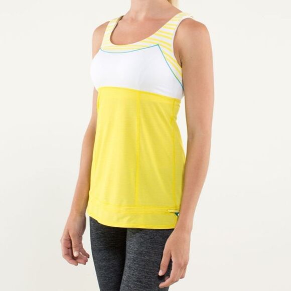 Lululemon Run Ta Ta Topper Tank Top Twin Stripe Sizzle (yellow) White XS Size 4 - Picture 16 of 16